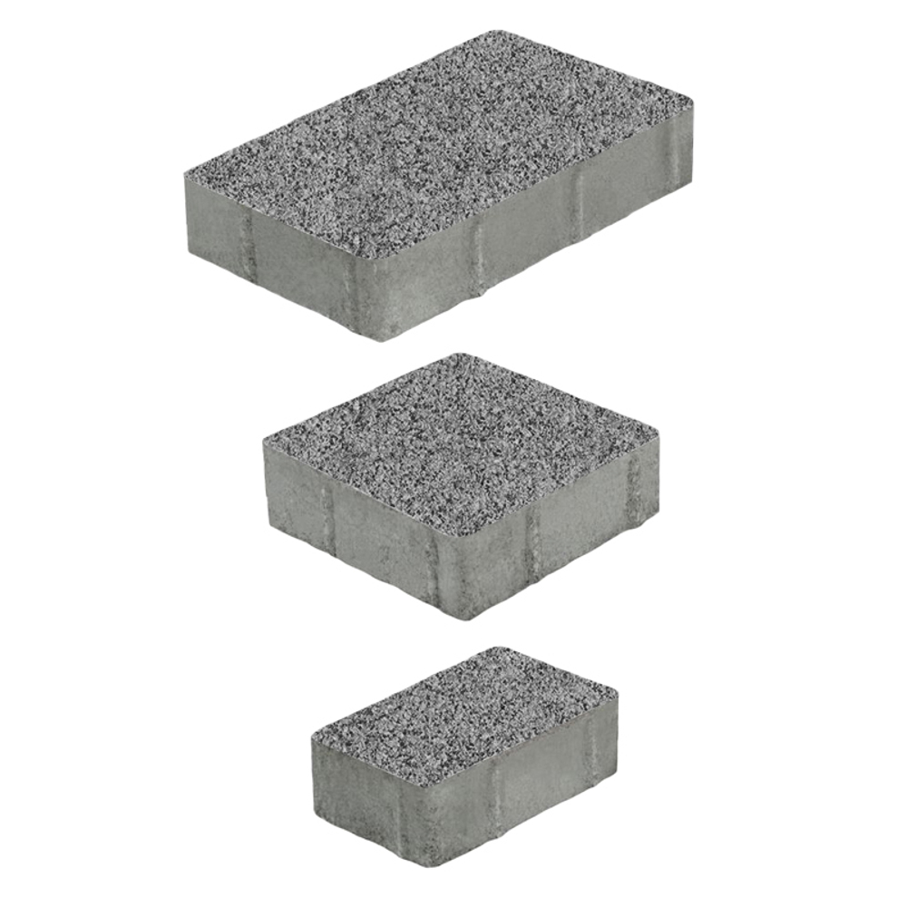 Тротуарная плитка СТАРЫЙ ГОРОД - Гранит+ Серый черным, комплект из 3 видов плит