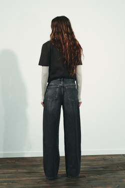 ZARA ДЖИНСЫ TRF WIDE LEG С ПЕРЕКРЕСТНОЙ ТАЛИЕЙ И ВЫСОКОЙ ПОСАДКОЙ, АНТРАЦИТОВО-СЕРЫЙ