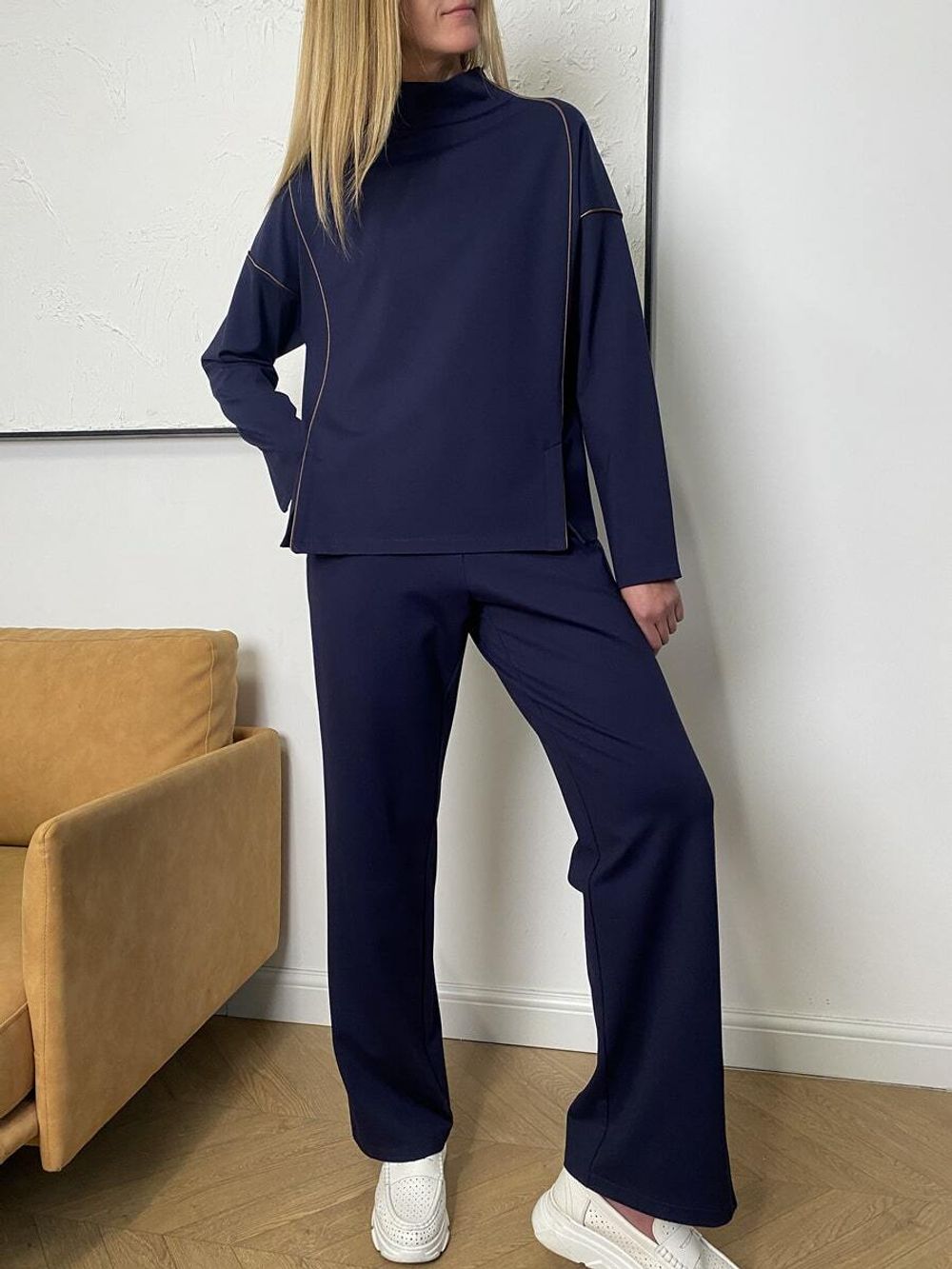 Костюм спортивный из джерси, синий - брюки и свитшот