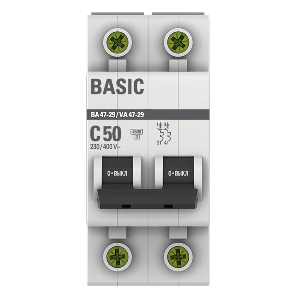 Автоматический выключатель 2P 50А (C) 4,5кА ВА 47-29 Basic