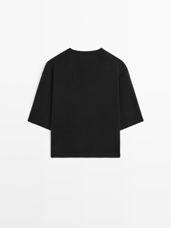 Massimo Dutti Свитер из смесовой шерсти с V-образным вырезом, черный