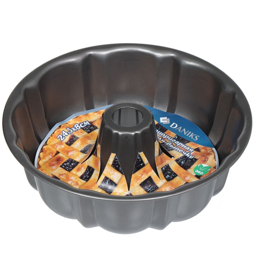 Форма для выпечки сталь, 24.5х24.5х8 см, антиприг, кругл, Daniks, K-138-2