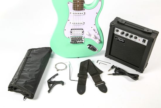 Комплект Fabio ST100 MATT Mentol (эл.гитара S/S/S, комб.MG-10, чех, рем, кап-тр, струны, стикер, рук