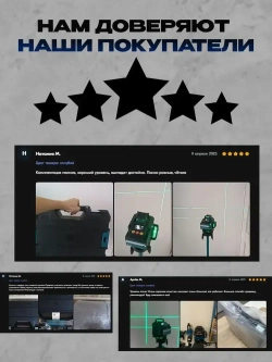 Профессиональный лазерный уровень строительный 360 4D / Нивелир, 16 лучей с пультом управления и штативом, Зеленый луч 360 градус