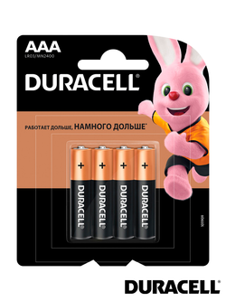Батарейка Duracell Basic AAA / LR03, в упаковке 4 шт. (LR03/MN2400)