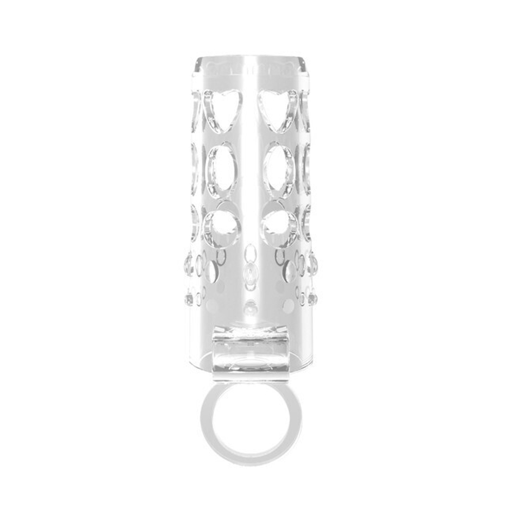 Стимулирующая вибро-насадка на пенис подхватом мошонки Vibrating Sleeve Enhancer, прозрачный (Цвет: прозрачный)
