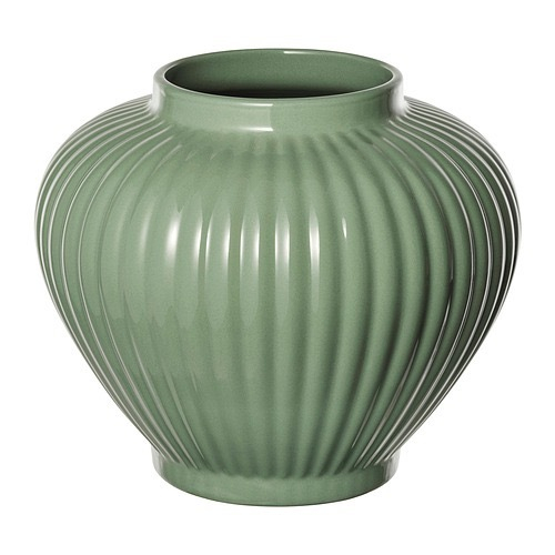 ПЕЛАРБЬЕРК PELARBJОRK Ваза 20 см, серо-зеленая