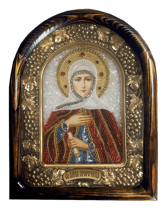 Дивеевская икона святая пророчица Анна, печать, бисер