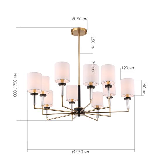 SL1404.303.10 Люстра подвесная ST-Luce Латунь/Прозрачный E14*10 40W VERITAS