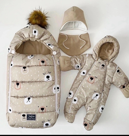 Зимний комплект на выписку "Пушинка принт" (model.2)