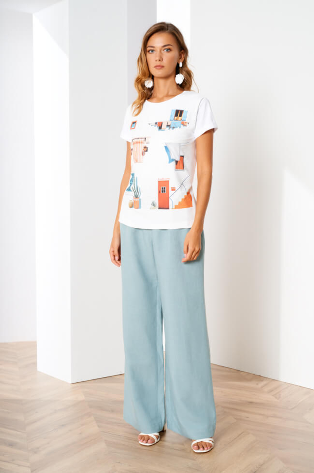 3812 Брюки женские (дымчато-бирюзовый)