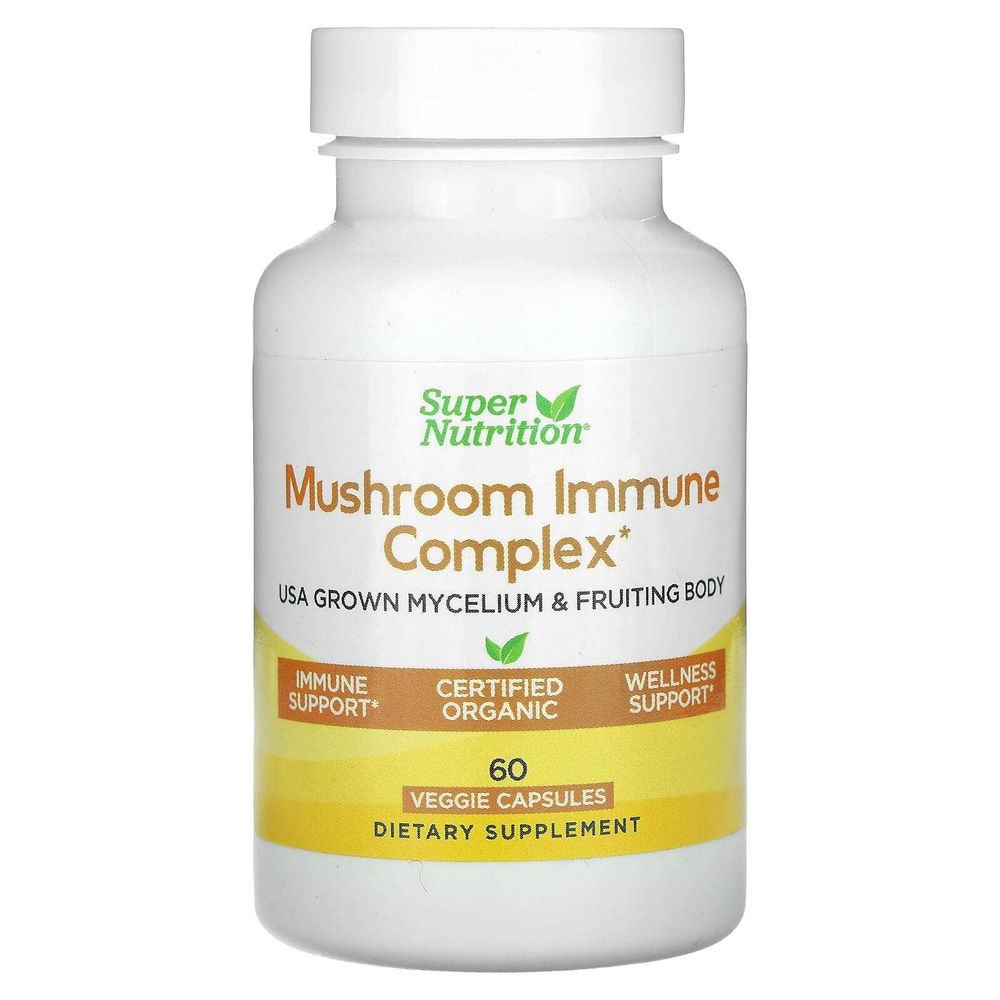 Super Nutrition, комплекс грибов для иммунитета, 60 растительных капсул