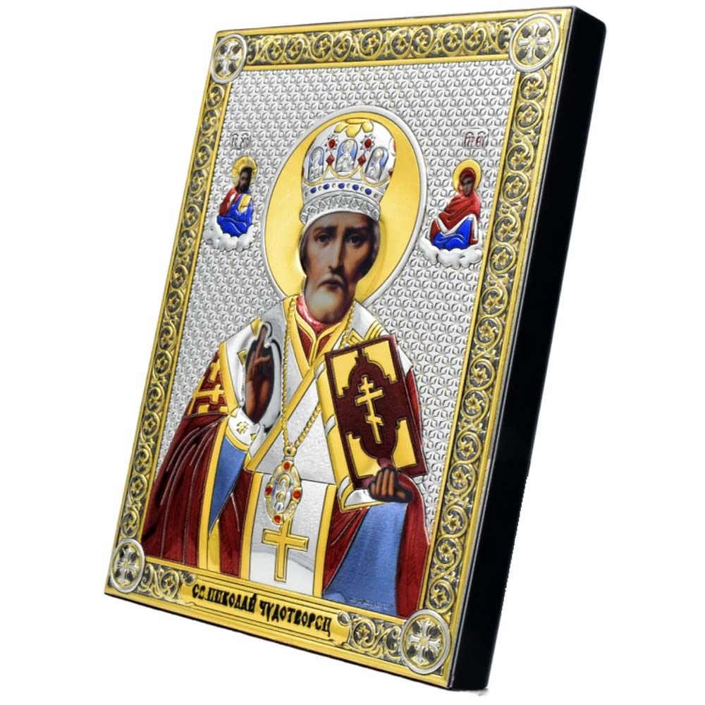 Николай Чудотворец. Икона в серебряном окладе.