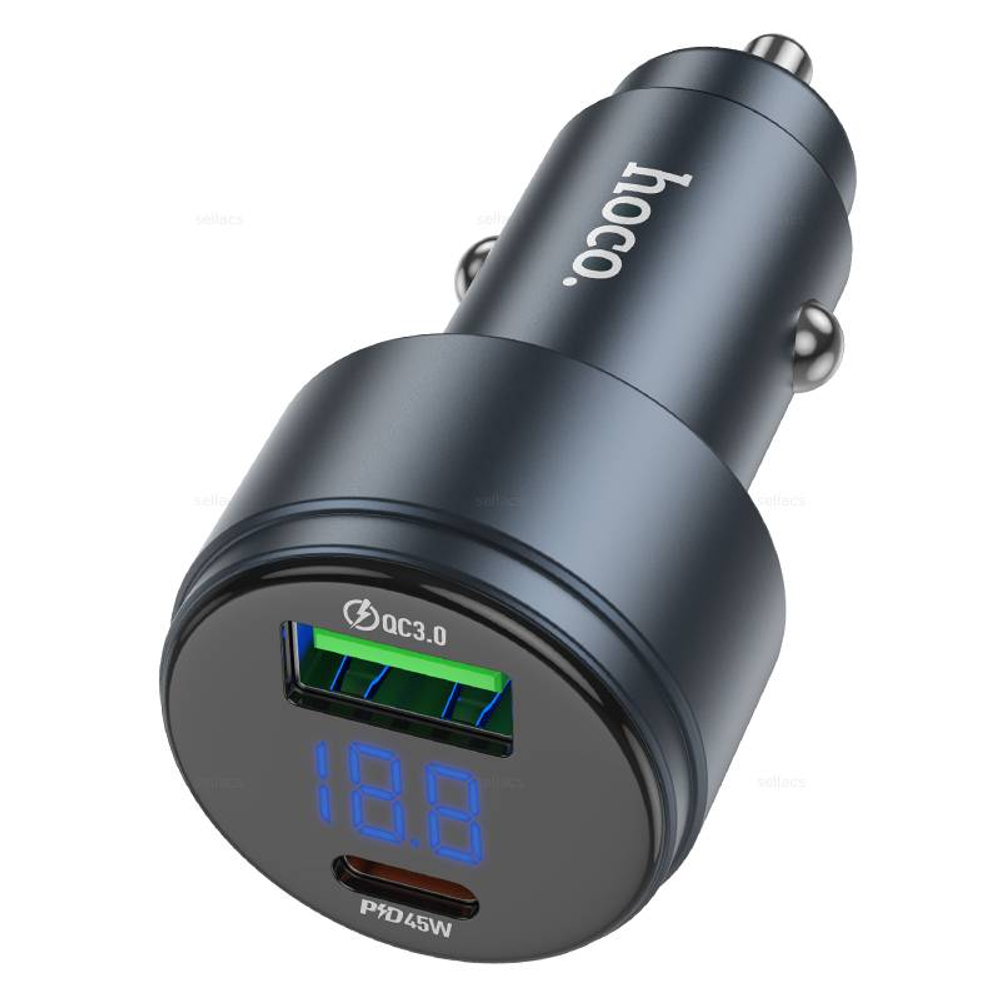 Автомобильное зарядное устройство Hoco Z57B PD45W+QC3.0 (metal grey)