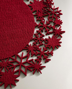 ZARA HOME НОВОГОДНЯЯ ПОДСТАВКА ПОД СТОЛОВЫЕ ПРИБОРЫ «СНЕЖИНКА» ИЗ ФЕТРА, КРАСНЫЙ