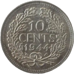 Netherlands, 10 Cents, 1944 – Queen Wilhelmina, UNC