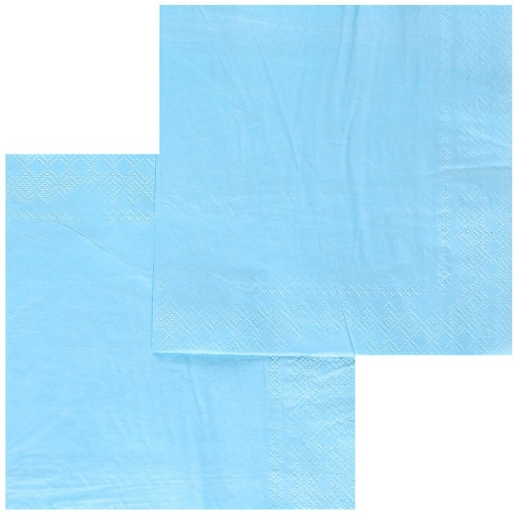 Салфетки однотонные, Пастель, Голубой, 33 см, 12 шт.