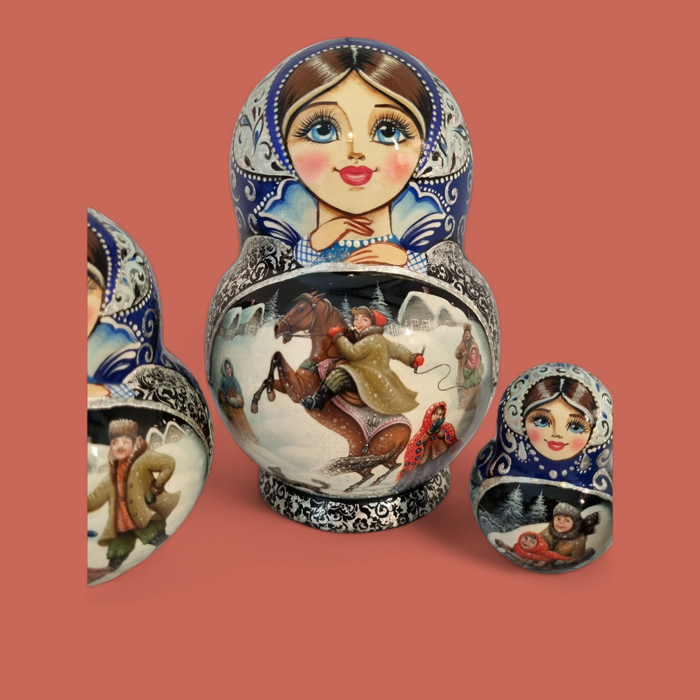 Матрешка 16см "Русская зима" 7 мест
