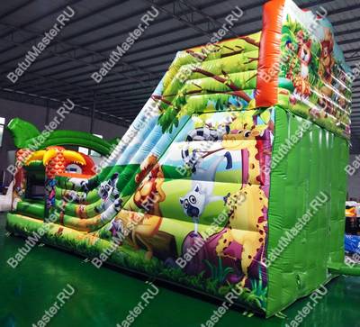 Надувной батут "Мир сафари" с цветным полом 8*4*5 м,