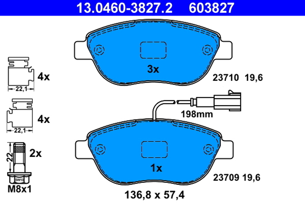 ATE - 13046038272-ATE - Brake Pad Set, disc brake