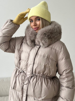 Пуховик Fresh миди с кулиской бежевый