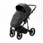 Детская универсальная коляска Adamex MOBI LUX PS-112 (2в1) Графит, Черная экокожа