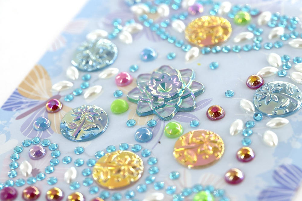 Наклейки-стразы Alingar, акриловые, "Праздничное ассорти", цветочки, звездочки, корона, пакет с европодвесом