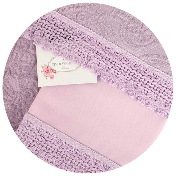 Набор с покрывалом пике LA PERLA лиловый евро  TIVOLYO HOME