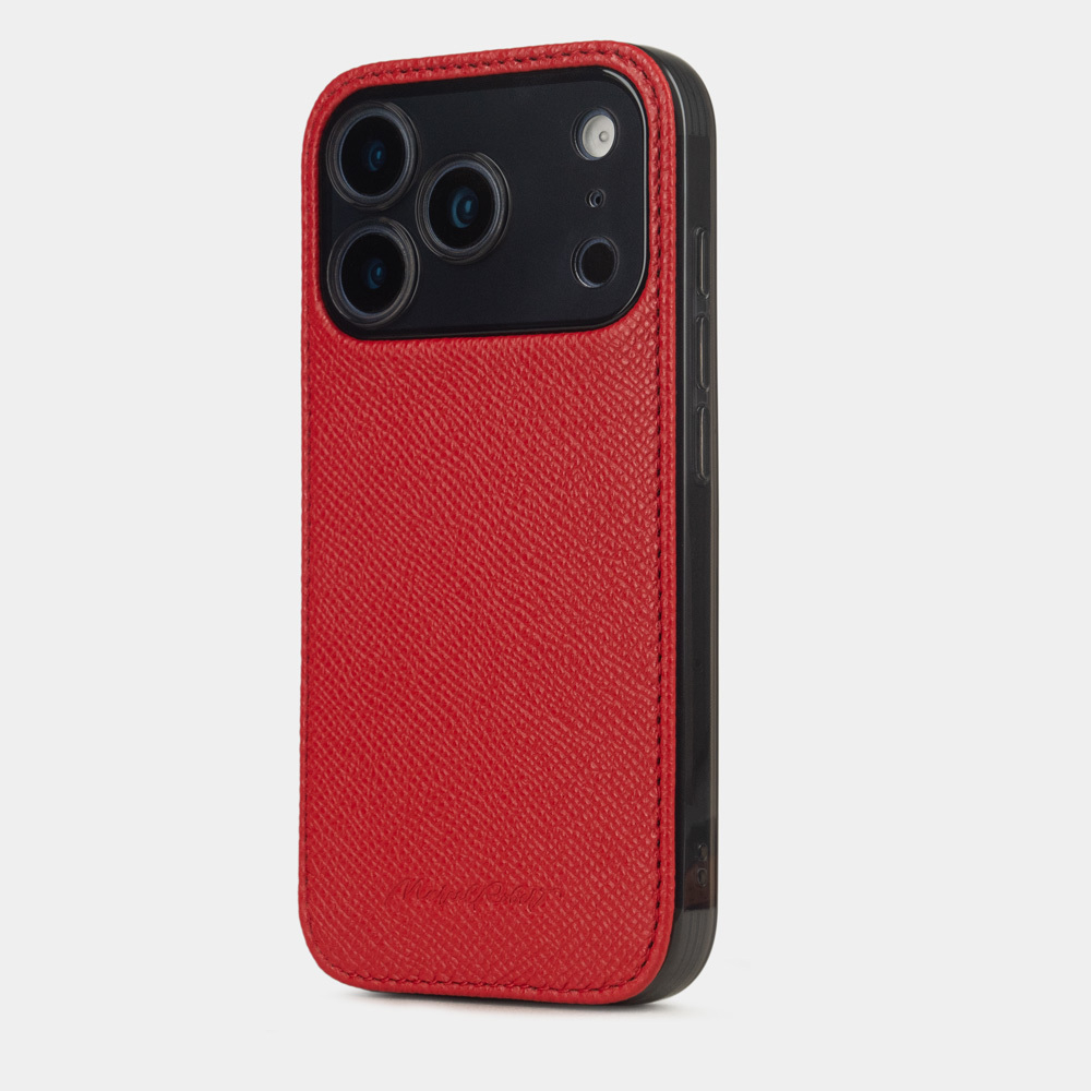 Чехол-накладка для iPhone 17 Pro из кожи сафьяно, красного цвета