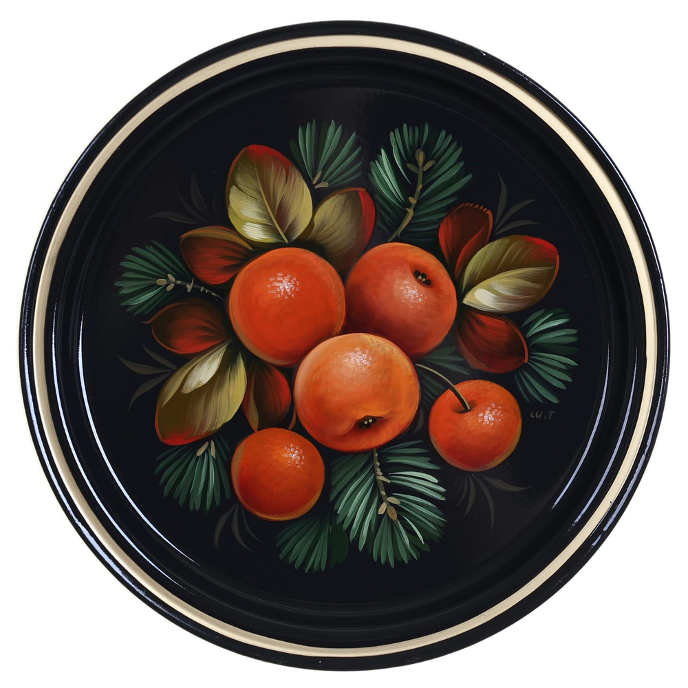 Жостовский поднос декоративный, размер 22 см (A5), металлический