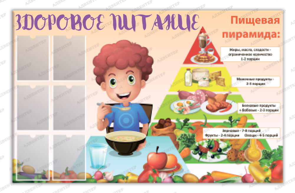 Стенд Здоровое питание с карманами А4 896
