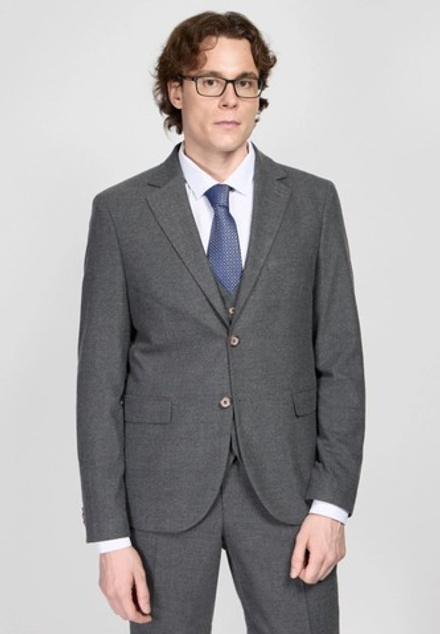 Мужской костюм тройка в полоску (серый) В82