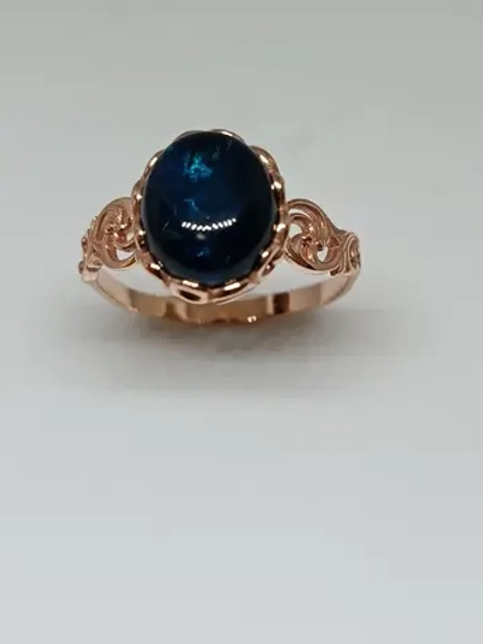 Кольцо серебряное с синим янтарем