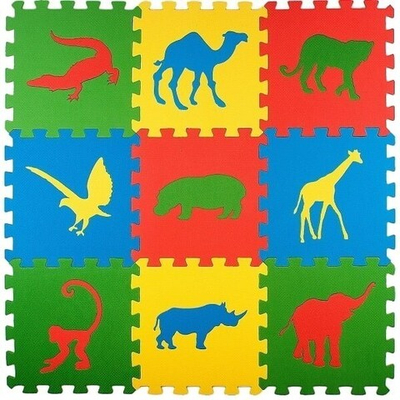 Коврик-пазл Экополимеры (9 плит 33x33x0,9см, ~1кв.м./уп) Сафари