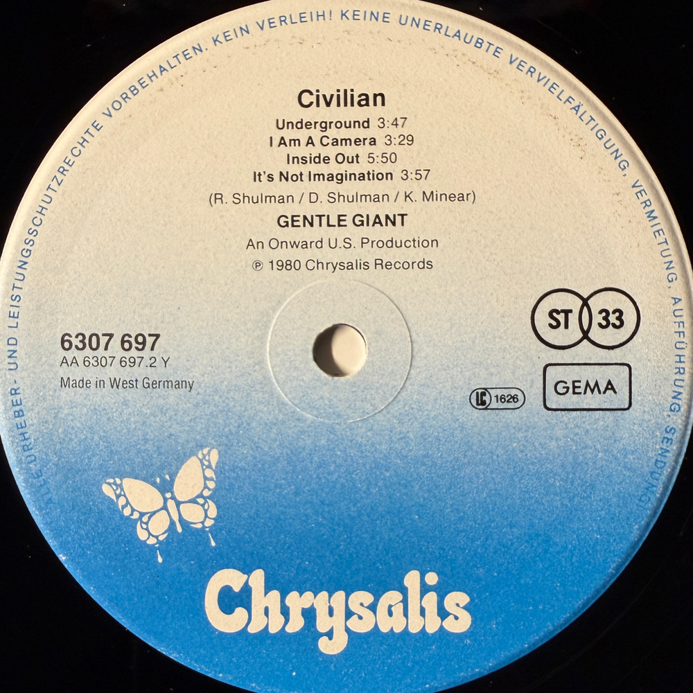 Gentle Giant ‎– Civilian (Германия 1980г.) Т