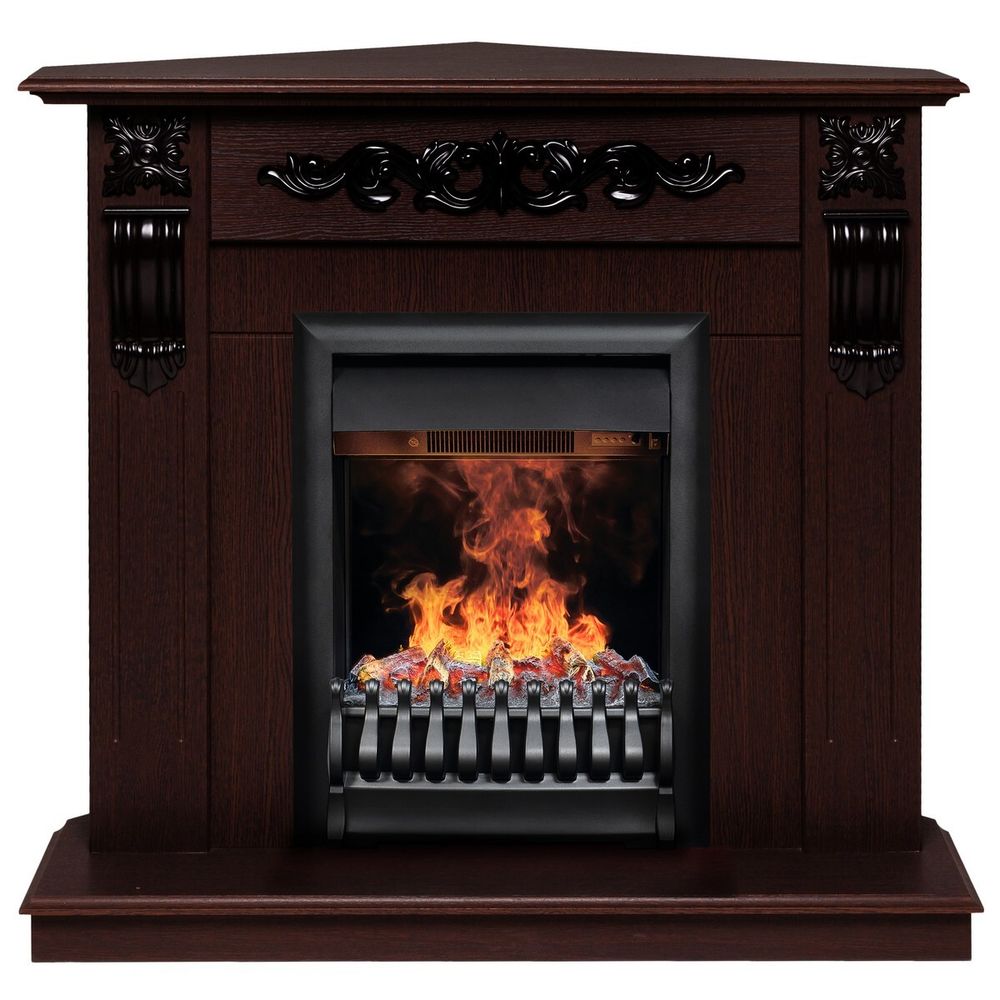 Электрокамин RealFlame Dominica Corner DN орех с очагом 3D Oregan