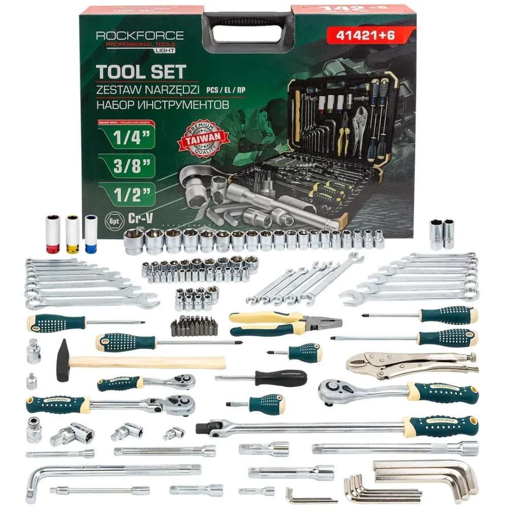 Набор инструментов 142+6пр. 1/4"3/8"1/2"(6гр.) RockFORCE LIGHT RF LIGHT-41421+6