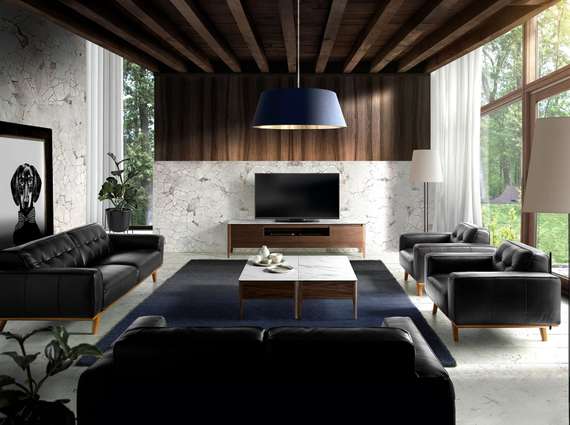 Двухместный диван Angel Cerda 5606-2P, черная кожа