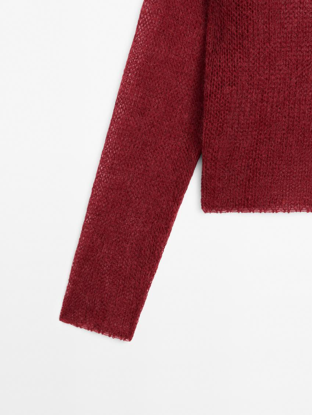 Massimo Dutti Ажурный свитер, винный