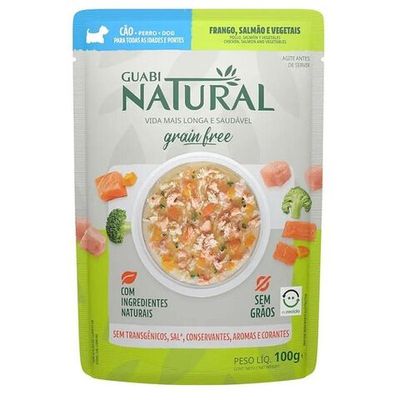Влажный беззерновой корм Guabi Natural Dog GRAIN FREE для собак с курицей, лососем и овощами, Пауч 100 г