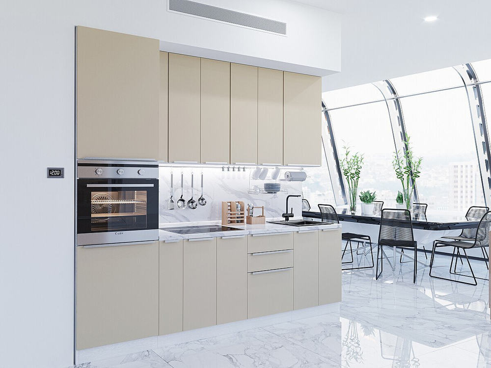 Прямая модульная кухня Фьюжн-03 Silky Grey - Белый 2340*2600*600