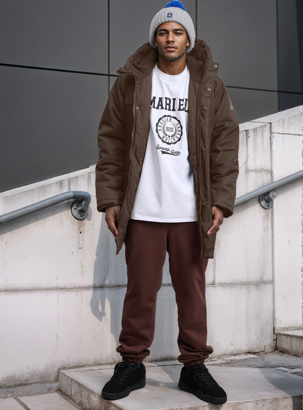 Парка мужская зимняя "Минимал" коричневый