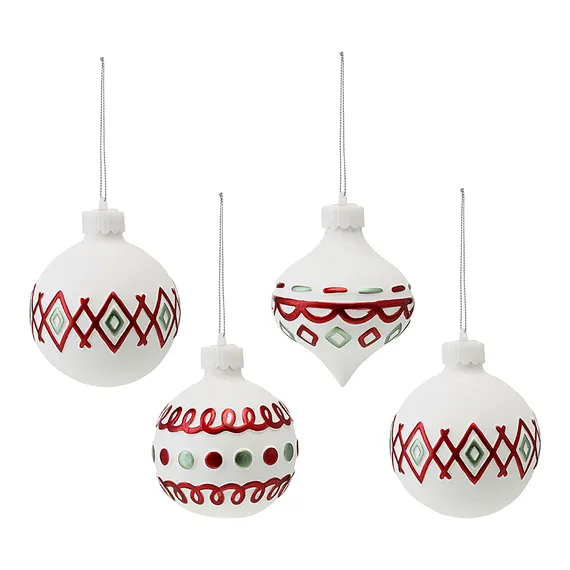 Набор ёлочных украшений с подсветкой festive embroidey из коллекции new year essential, 4 шт.