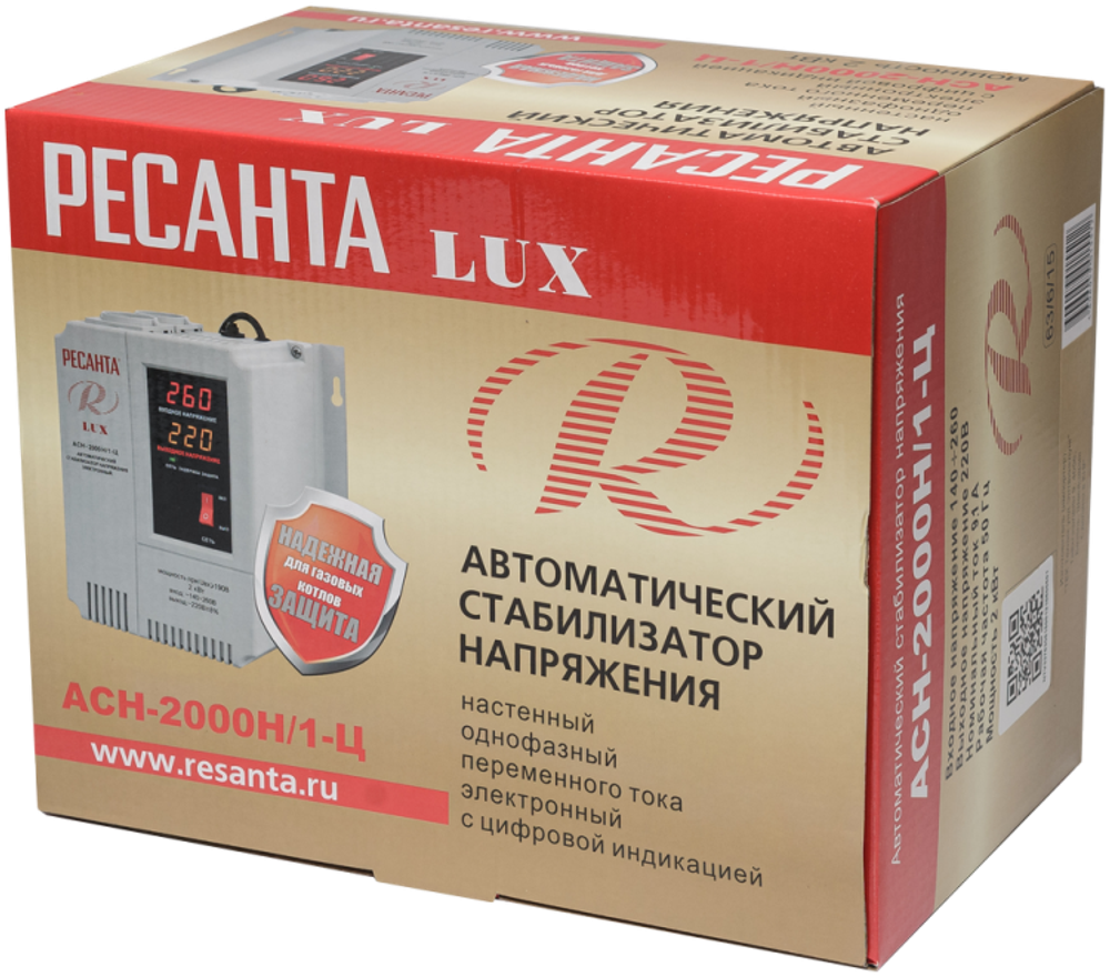 Стабилизатор напряжения серии LUX РЕСАНТА АСН-2000Н/1-Ц