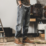 Мужские джинсы в американском стиле, свободные прямые модные брендовые брюки больших размеров, мужские весенне-осенние широкие брюки для мужчин