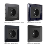 Розетка с заземлением и шторками (черный матовый)