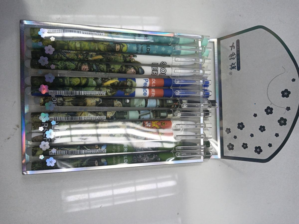 Ручка пиши-стирай гелевая 0,5 мм синяя "Солдаты"