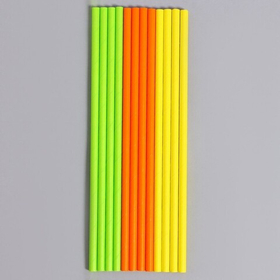 Трубочки бумажные зелено оранжево желтый 20 см 12 шт.
