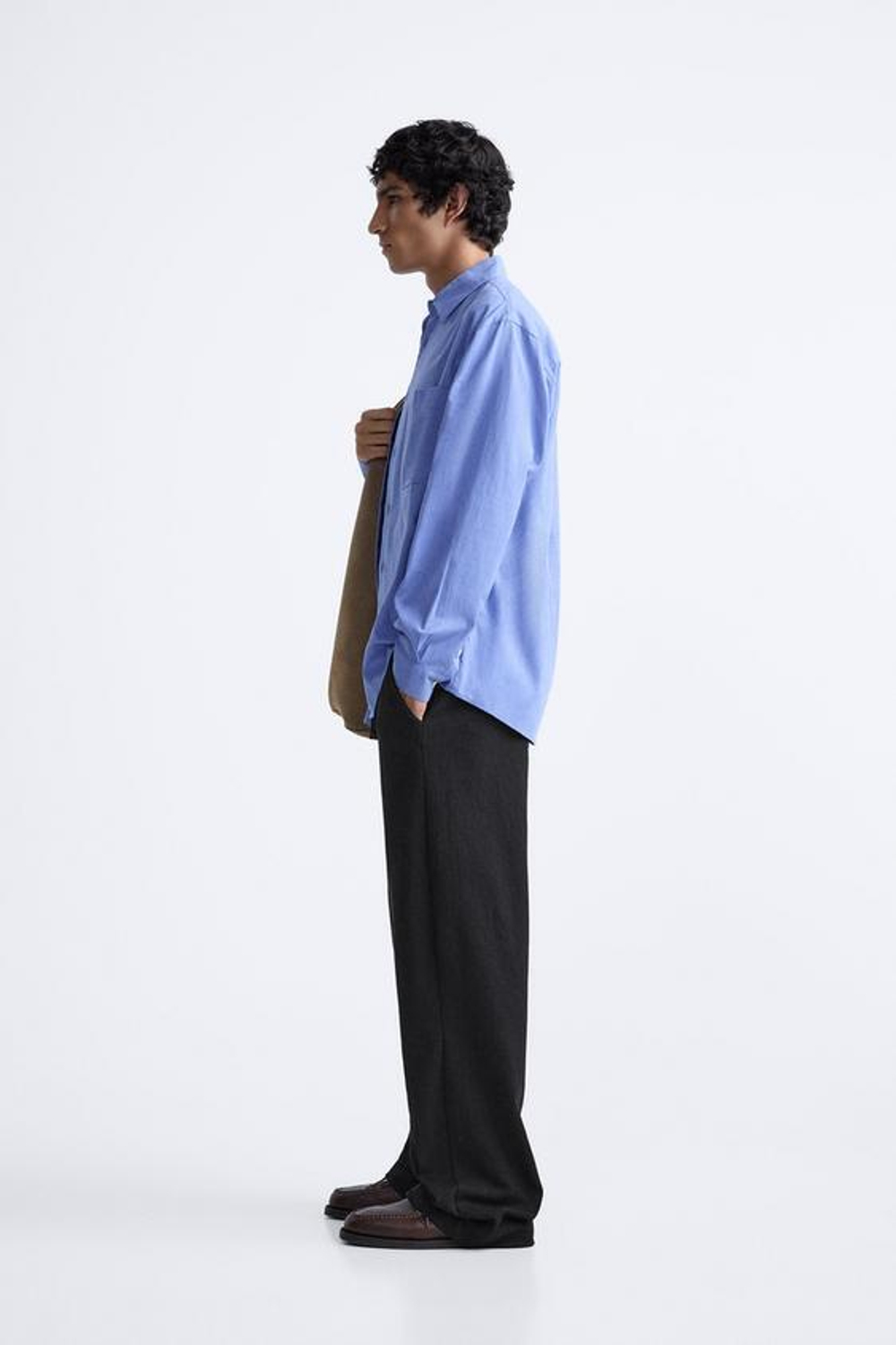 ZARA ЖАККАРДОВЫЕ БРЮКИ СВОБОДНОГО КРОЯ, ЧЕРНЫЙ