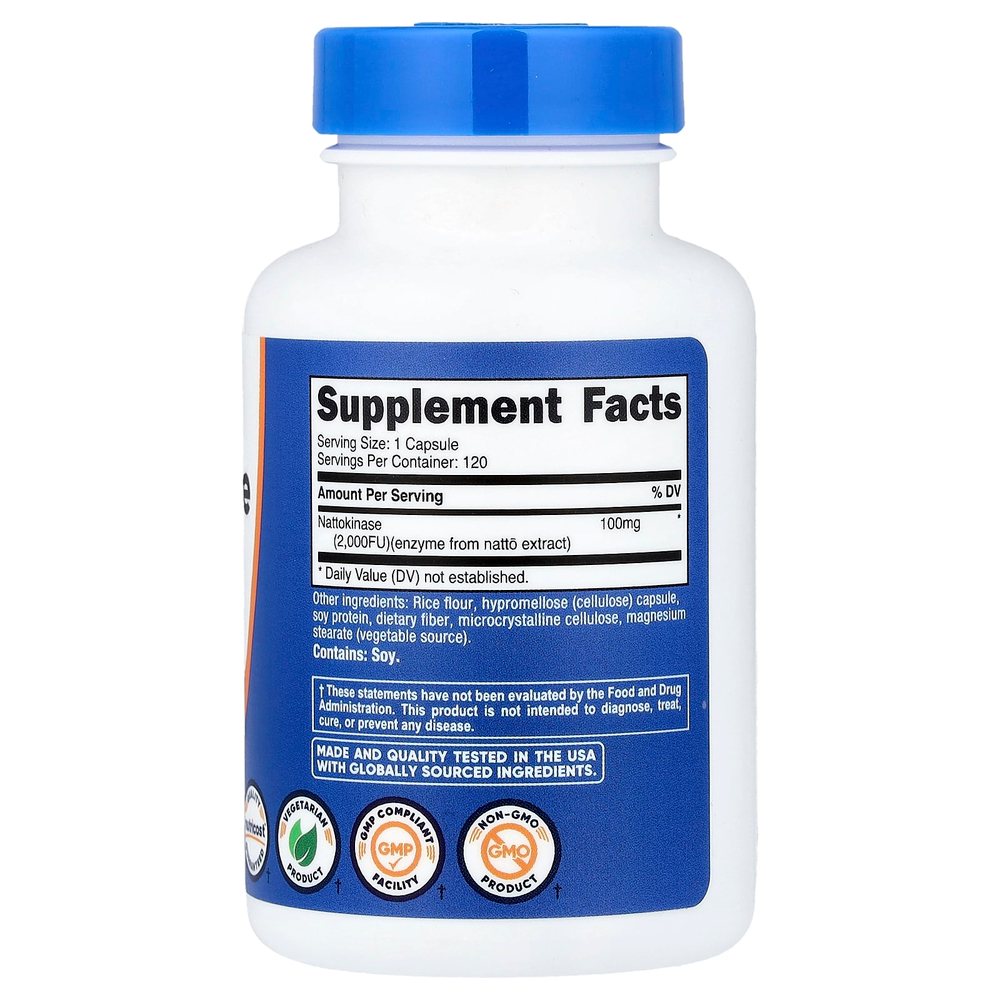 Nutricost, наттокиназа, 100 мг (2000 FU), 120 капсул